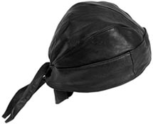 Black leather skull cap
