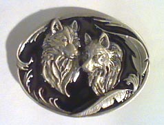two wolves belt buckle