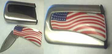 USA flag buckle knife